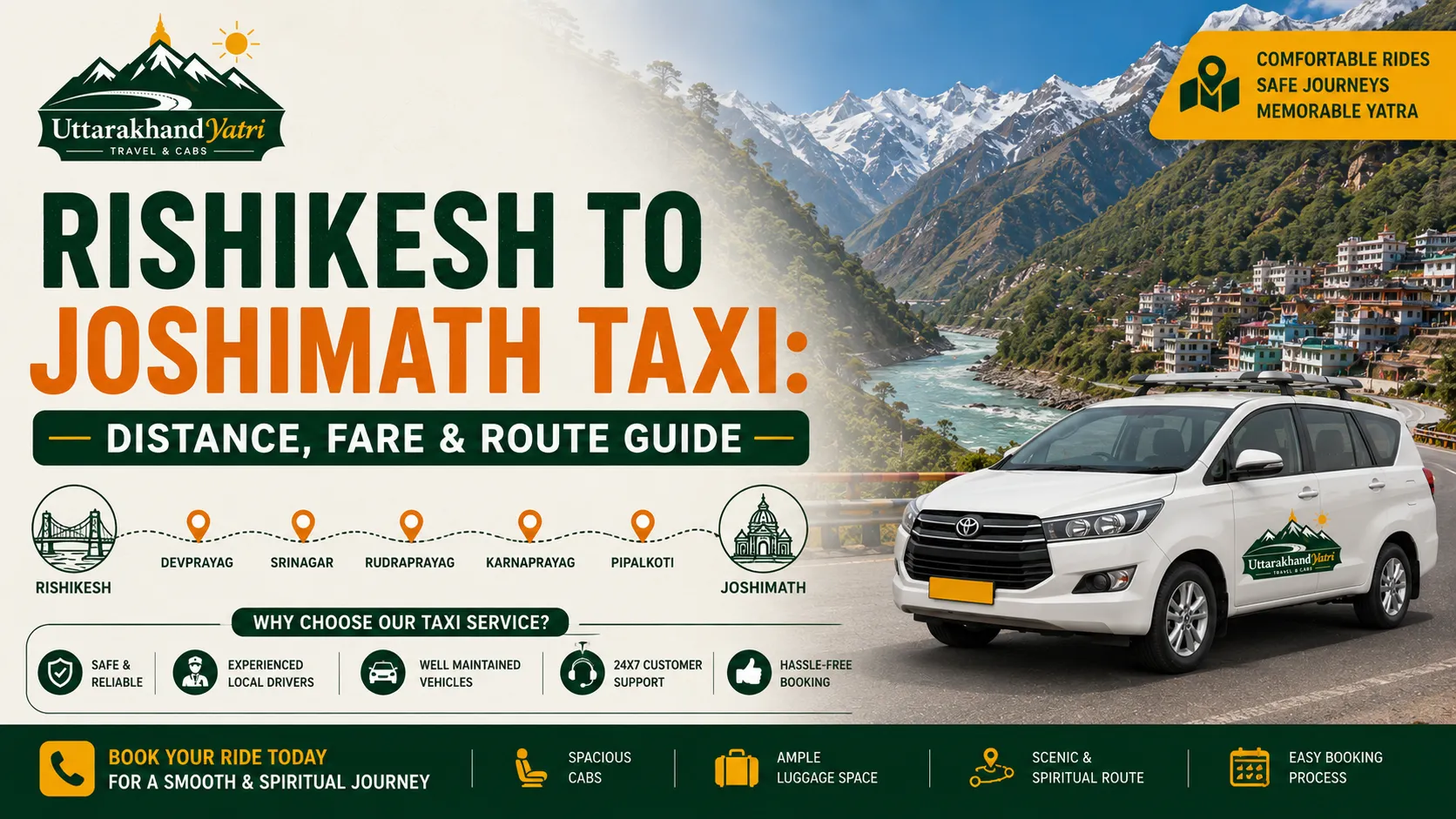 Taxi route from Rishikesh to Joshimath in Uttarakhand