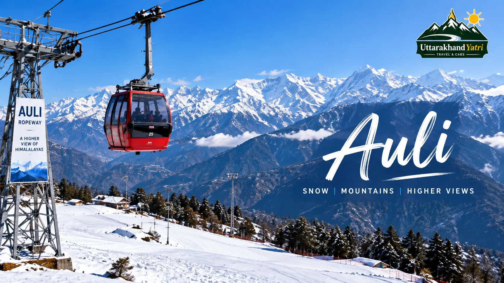 Auli taxi package skiing season Himalayan views ropeway