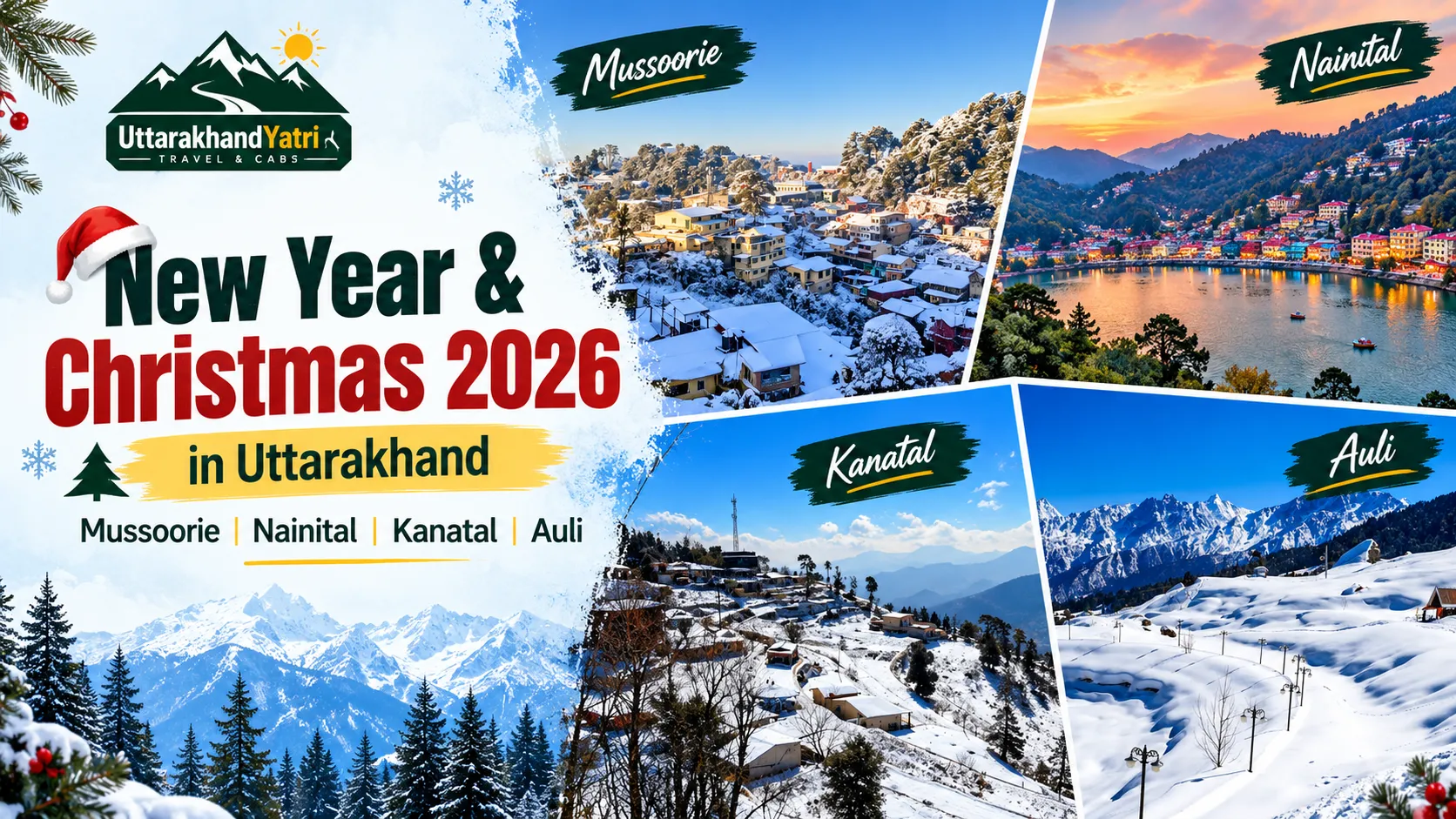 New Year and Christmas celebration hill stations Uttarakhand Mussoorie Nainital Kanatal